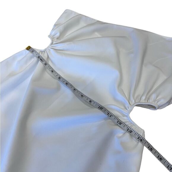 ZARA White Asymmetric Double Strap Cut Out Sides Fit & Flare Dress size large - Picture 12 of 12